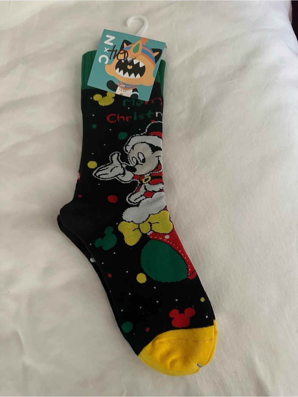 Disney Mickey Mouse Holiday Crew Socks - Black & Yellow